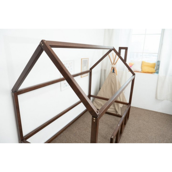 Дитяче ліжко будиночок Монтессорі BUSY WOOD Модель 2 190х90 см темна Дитяче ліжко будиночок Монтессорі BUSY WOOD Модель 2 190х90 см темна