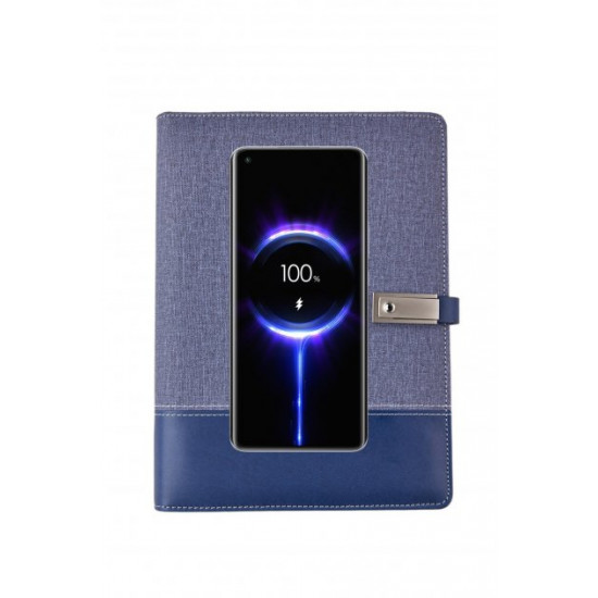 Блокнот із бездротовою зарядкою Universal щоденник із флешкою 16 Гб Powerbank Синій (тканина) Блокнот із бездротовою зарядкою Universal щоденник із флешкою 16 Гб Powerbank Синій (тканина)