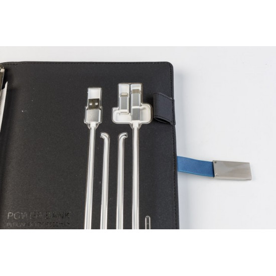 Блокнот із бездротовою зарядкою Universal щоденник із флешкою 16 Гб Powerbank Синій (тканина) Блокнот із бездротовою зарядкою Universal щоденник із флешкою 16 Гб Powerbank Синій (тканина)