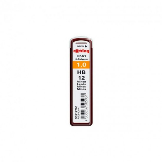 Грифелі Rotring Tikky 1.0 мм 12 штук HB чорні (S0312700) Грифелі Rotring Tikky 1.0 мм 12 штук HB чорні (S0312700)