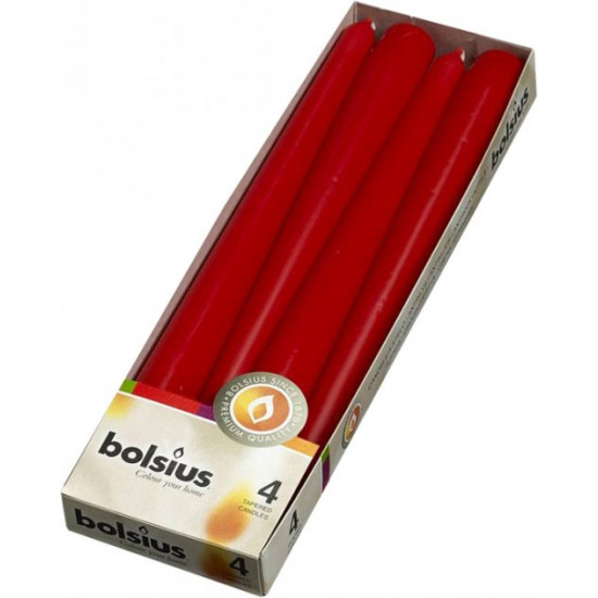 Конусная свеча Bolsius 245/24 коробка 4 шт Красная (350941) Конусная свеча Bolsius 245/24 коробка 4 шт Красная (350941)