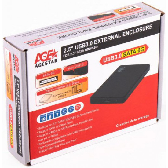 Внешний карман Agestar для HDD/SDD 2.5 Внешний карман Agestar для HDD/SDD 2.5