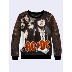 Мужской 3D-принт свитшот - Рок-группа AC/DC. Длинный рукав. Сделано в Украине.