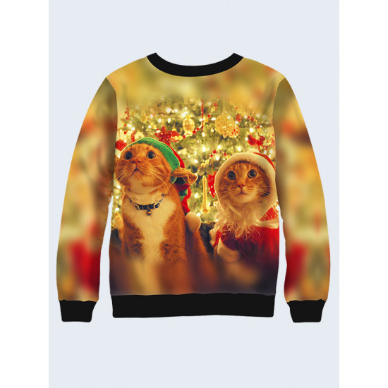 Мужской 3D-принт свитшот - Christmas red cats. Длинный рукав. Сделано в Украине. Мужской 3D-принт свитшот - Christmas red cats. Длинный рукав. Сделано в Украине.