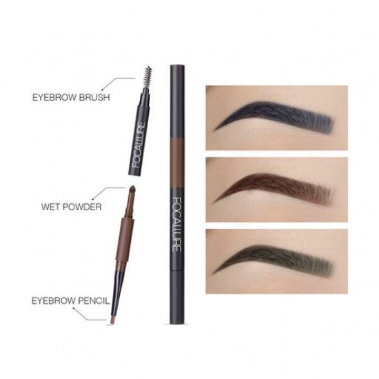 Автоматичний олівець для брів Focallure 3 in 1 Eyebrow Pen 01 Gray Brown, 1 г Автоматичний олівець для брів Focallure 3 in 1 Eyebrow Pen 01 Gray Brown, 1 г