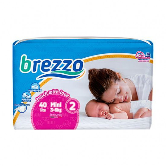 Детские подгузники Brezzo Mini размер 2 (3-6 кг), 40 шт
Детские подгузники Brezzo Mini размер 2 (3-6 кг), 40 шт
