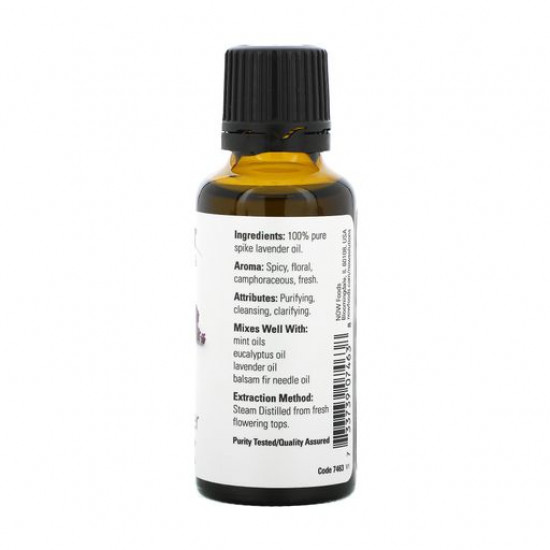 Ефірна олія Now Foods Essential Oils 100% Pure Spike Lavender Лаванди широколистої, 30 мл