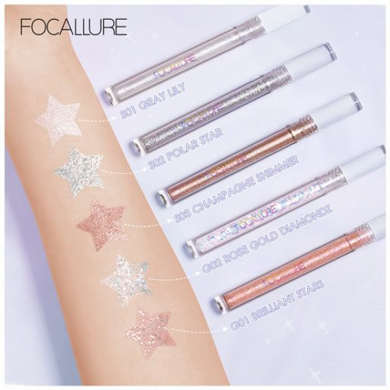 Жидкие тени для век Focallure Glittering Liquid Eyeshadow с блестками S01, 1.5 мл
Жидкие тени для век Focallure Glittering Liquid Eyeshadow с блестками S01, 1.5 мл
