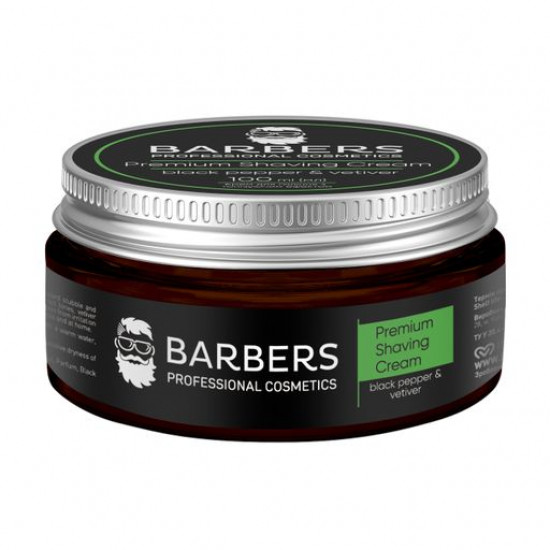 Мужской крем для бритья Barbers Premium Shaving Cream с тонизирующим эффектом, с черным перцем и ветивером, 100 мл
Мужской крем для бритья Barbers Premium Shaving Cream с тонизирующим эффектом, с черным перцем и ветивером, 100 мл
