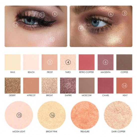 Палетка тіней для повік + хайлайтери Focallure Focal Your Eyes On Me Shadow Palette, 28 г Палетка тіней для повік + хайлайтери Focallure Focal Your Eyes On Me Shadow Palette, 28 г