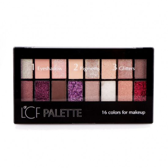 Палетка тіней, пігментів і гліттерів для макіяжу LCF Palette 16 Colors For Makeup тон 1, 19 г Палетка тіней, пігментів і гліттерів для макіяжу LCF Palette 16 Colors For Makeup тон 1, 19 г
