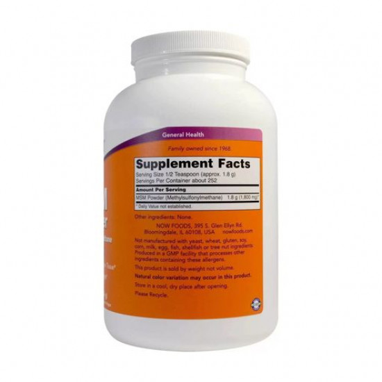 Харчова добавка в порошку Now Foods MSM Powder Metylosulfonylometan Метилсульфнілметан, 454 г Харчова добавка в порошку Now Foods MSM Powder Metylosulfonylometan Метилсульфнілметан, 454 г