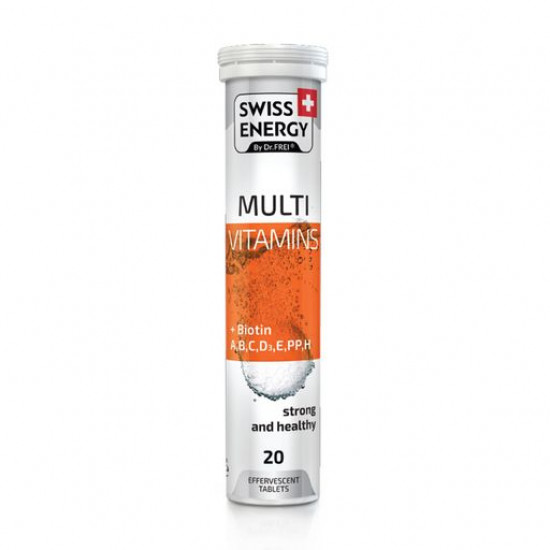 Харчова добавка вітаміни шипучі Swiss Energy Multivitamin Біотин + А, В, С, D3, E, PP, H, 20 шт Харчова добавка вітаміни шипучі Swiss Energy Multivitamin Біотин + А, В, С, D3, E, PP, H, 20 шт