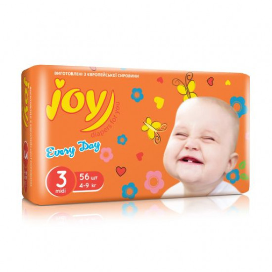 Подгузники Joy Every Day размер 3 (4-9 кг), 56 шт
Подгузники Joy Every Day размер 3 (4-9 кг), 56 шт