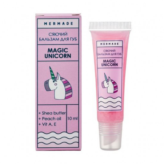 Сияющий бальзам для губ Mermade Magic Unicorn с маслом персика и ши, с витаминами A, E, 10 мл
Сияющий бальзам для губ Mermade Magic Unicorn с маслом персика и ши, с витаминами A, E, 10 мл