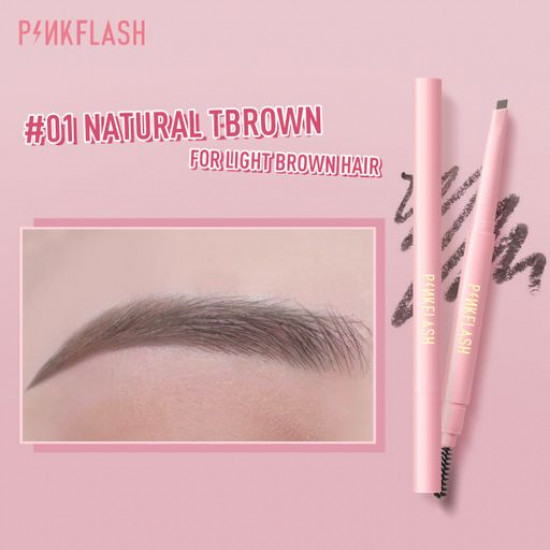 Водостійкий олівець для брів Pinkflash Waterproof Auto Eyebrow Pencil 01 Natural Brown, 0.2 г Водостійкий олівець для брів Pinkflash Waterproof Auto Eyebrow Pencil 01 Natural Brown, 0.2 г