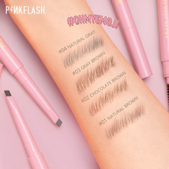 Водостійкий олівець для брів Pinkflash Waterproof Auto Eyebrow Pencil 01 Natural Brown, 0.2 г Водостійкий олівець для брів Pinkflash Waterproof Auto Eyebrow Pencil 01 Natural Brown, 0.2 г
